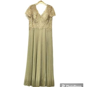 Eva USA Appliquéd A-Line Evening Dress. Size L Champagne